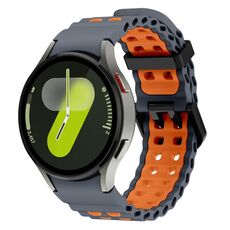 Cinturino in silicone bicolore a doppia fila per Samsung Galaxy Watch 7 da 40/44 mm, colore: grigio siderale arancione