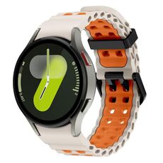Cinturino in silicone bicolore con doppia fila di fori per Samsung Galaxy Watch 7 da 40/44 mm, colore oceano (arancione stellare)