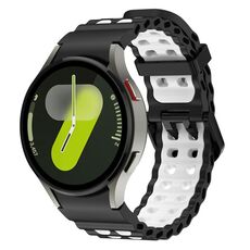 Cinturino in silicone bicolore con doppia fila di fori per Samsung Galaxy Watch 7 40/44 mm (nero e bianco)