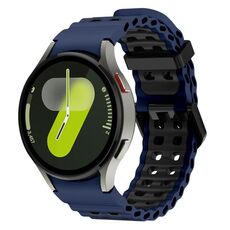 Cinturino in silicone bicolore a doppia fila per Samsung Galaxy Watch 7 da 40/44 mm, colore: blu notte e nero