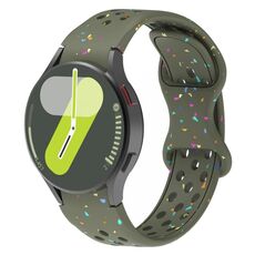 Cinturino per orologio in silicone granulare ecologico con pois colorati per Samsung Galaxy Watch 7 40/44 mm (verde militare)