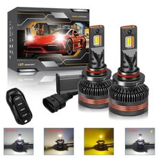 9005 2 pezzi/confezione 60W 8000LM 6000K Lampadina per fari a LED per auto con telecomando a tre colori
