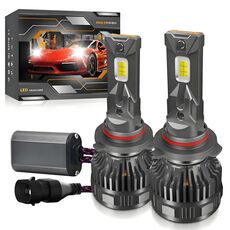 9005 2 pezzi/confezione 50W 6000LM 6000K Lampadina per fari a LED a doppio tubo di rame per auto (colore pistola)