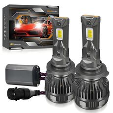 9006 2 pezzi/confezione 50W 6000LM 6000K Lampadina per fari a LED a doppio tubo di rame per auto (colore pistola)