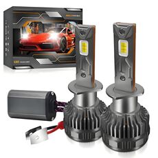 Lampadina per fari a LED a doppio tubo di rame H1, confezione da 2, 50 W, 6000 LM, 6000 K (colore pistola).