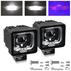 2 pezzi/confezione 35W 3600LM 6500K Faretto da lavoro per auto con lente quadrata HD di grandi dimensioni (nero)