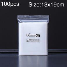 100 sacchetti con chiusura lampo stampati con etichetta ambientale a doppio strato, dimensioni: 13 x 19 cm, 10 fili