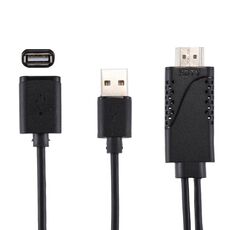 Cavo adattatore 1080P USB 2.0 maschio + USB 2.0 femmina a HDMI HDTV AV per iPhone / iPad, smartphone Android (nero)