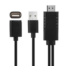 Cavo adattatore USB maschio + USB 2.0 femmina a telefono HDMI a HDTV, Cavo adattatore USB maschio + USB 2.0 femmina a HDMI da telefono a HDTV (nero)