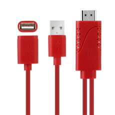 Cavo adattatore USB maschio + USB 2.0 femmina a telefono HDMI a HDTV, Cavo adattatore USB maschio + USB 2.0 femmina a HDMI da telefono a HDTV (rosso)