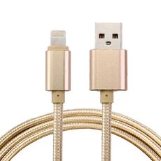 Cavo dati / caricatore da 8 pin a USB 2.0 con testa in metallo intrecciata da 1 m 84 core, Cavo dati/caricabatterie da 8 pin a USB 2.0 con testa in metallo intrecciata da 1 m, 84 core (oro)