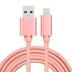 3A Testa di metallo in metallo in tessuto da 8 PIN a USB Cavo dati di carica, lunghezza del cavo: 2m (oro rosa)