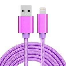 Cavo dati in metallo in metallo in metallo in tessuto 3 m 3A / cavo di caricabatterie USB, 3m 3A Woven Style Metal Head 8 Pin a USB Cavo Dati/Caricabatterie (Viola)