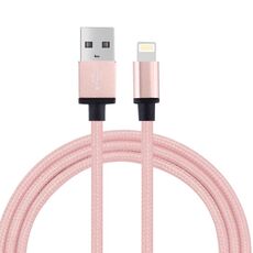 Cavo dati / caricabatterie da 8 pin a USB 2.0 con testa in metallo a 58 core da 1 m, Cavo dati / caricabatterie da 1 m con testa in metallo intrecciato 58 core da 8 pin a USB 2.0 (rosa)