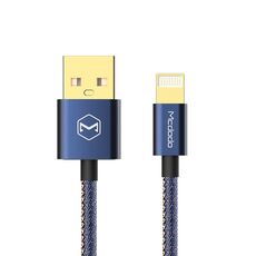 MCDODO CA-1730 1.2M 2.4A reversibile da 8 pin a cover di denim USB Sincronizzazione dei dati della giacca TPE Cavo di ricarica con testa di alluminio aerodinamico per iPhone, iPad (denim blu)