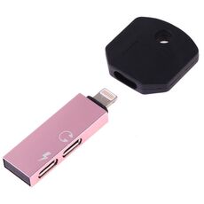 RC16 Dual 8 pin femmina a 8 pin maschio a forma di chiave Mini adattatore audio portatile e carica (rosa)