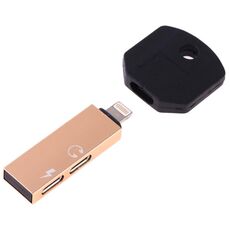 RC16 Adattatore di carica e audio portatile mini a forma di chiave da 8 pin femmina a 8 pin maschio (oro)