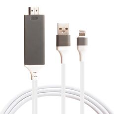 Cavo di adattatore maschio HDMI e USB da maschio a 8 pin, lunghezza: 2m (bianco)