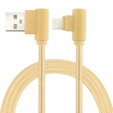 Cavo di ricarica a doppio gomito da USB a 8 pin in stile Weave in nylon da 25 cm, Cavo di ricarica a doppio gomito da 25 cm in nylon intrecciato da USB a 8 pin (oro)