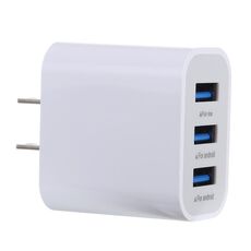 Caricabatteria da viaggio caricatore rapido 3.1A 3 porte USB, spina USA (bianco)