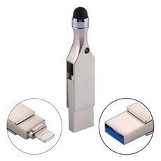 RQW-10E Unità flash USB 2.0 e 8 pin da 16 GB 2 in 1 con penna stilo, per iPhone e iPad e iPod e la maggior parte degli smartphone Android e computer PC