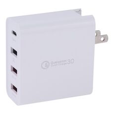 A3P 3A Max Output USB-C / Type-C + QC3.0 + Dual USB 4 Ports Wall Travel Charger, Spina USA