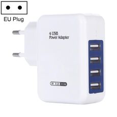 HT-CD03 Caricatore da viaggio caricatore da muro USB a 4 porte da 15,5 W 5 V 3,1 A, spina europea (bianco)
