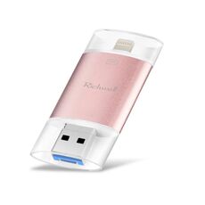 Richwell 3 in 1 16G Type-C + 8 pin + USB 3.0 doppia copertura in metallo disco flash push-pull con funzione OTG (oro rosa)