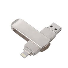 Richwell 3 in 1 32G Micro USB + 8 pin + USB 3.0 disco flash push-pull rotante in metallo con funzione OTG (argento)