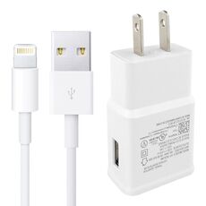 Cavo di sincronizzazione caricabatterie + Caricabatterie da viaggio Plug USA per iPad, iPhone, Galaxy, Huawei, Xiaomi, LG, HTC e altri smartphone, dispositivi ricaricabili (bianco)