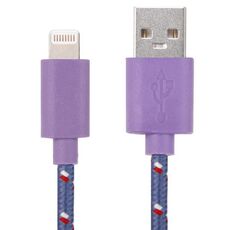 Cavo di ricarica di trasferimento di dati USB da 2 m in nylon per iPhone, iPad, compatibile con iOS 15.5 (Purple)