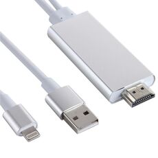Cavo adattatore HDTV da 8 pin a HDMI con cavo di ricarica USB (argento)