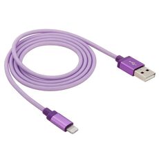 Testa in metallo in stile netto 8 PIN a USB Data / Cavo di caricabatterie, Durata del cavo: 1m (viola)