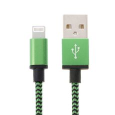 2M Stile tessuto 8 PIN a USB Sync Data / Cavo di ricarica (verde)