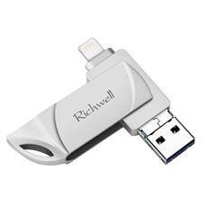 Richwell DXZ64 USB Flash Disk 64G 3 in 1 Micro USB + 8 pin + USB 3.0 compatibile IPhone e IOS (argento)