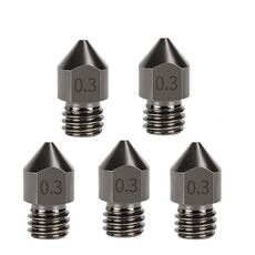 5 pezzi/confezione 1,75/0,3 mm MK8 ugello in acciaio temprato resistente alle alte temperature per stampante 3D estrusore hotend