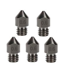 5 pezzi/confezione 1,75/0,6 mm MK8 ugello in acciaio temprato resistente alle alte temperature per stampante 3D estrusore hotend