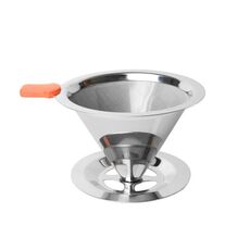 Filtro per caffè in acciaio inossidabile V60 con base per la preparazione del caffè versato, specifiche: 1-2 tazze, 300 maglie