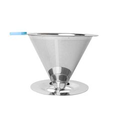 Filtro per caffè in acciaio inossidabile V60 con base per la preparazione del caffè versato, specifiche: 1-4 tazze, 300 maglie