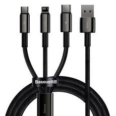 Baseus CAMLTWJ-01 1.5m 3.5A USB a 8 pin + USB-C / Type-C + Micro USB 3 in 1 Cavo dati di ricarica rapida (nero)