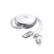 Remax RC-182i 2A 2 In 1 8 Pin + Micro USB Creation Series Telescopic Charging Data Cable, Length: 90cm(White)