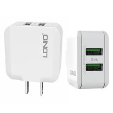 LDNIO A2201 2.4A Doppia testina di ricarica USB Caricabatteria da viaggio per caricatore adattatore per telefono cellulare con cavo dati a 8 pin (spina americana)
