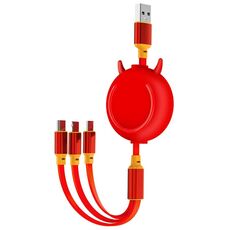 KO42 1.2m 3A 3 in 1 USB a 8 Pin + USB-C / Type-C + Micro USB Bull Head Cavo dati retrattile