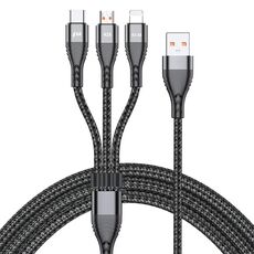 ADC-138 66W 3 in 1 USB a 8 PIN + Micro USB + USB-C / Type-C Cavo dati intrecciato a ricarica rapida, lunghezza del cavo: 1,2 m (nero)