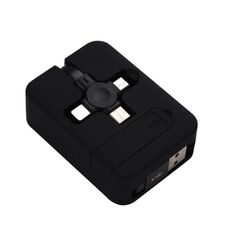 019-1 3 in 1 USB a 8 Pin + micro USB + USB-C / Type-C Cavo dati telescopico macaron con slot e staffa di stoccaggio, lunghezza del cavo: 1m (nero)