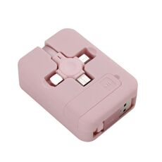 019-1 3 in 1 USB a 8 Pin + Micro USB + USB-C / Type-C Cavo dati telescopico macaron con slot e staffa di stoccaggio, lunghezza del cavo: 1m (rosa)