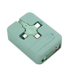 019-1 3 in 1 USB a 8 PIN + Micro USB + USB-C / Type-C Cavo dati telescopico macaron con slot e staffa di stoccaggio, lunghezza del cavo: 1m (verde)