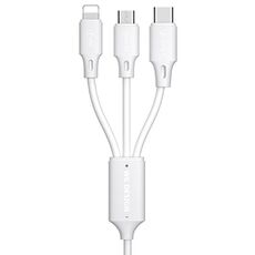 WK WDC-103 3A 3 in 1 8 Pin + micro USB + TYPE-C / USB-C Cavo dati di ricarica PRO PRO, lunghezza: 1.15m (bianco)
