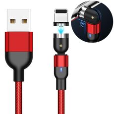Cavo di ricarica magnetico ruotabile in nylon intrecciato da 1 m 2 A da USB a 8 pin (rosso)
