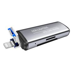 118 2 in 1 Interfacce USB + 8 pin Disco flash USB / Scheda di memoria Lettore di schede OTG per sistema IOS Telefono cellulare / computer (grigio chiaro)
